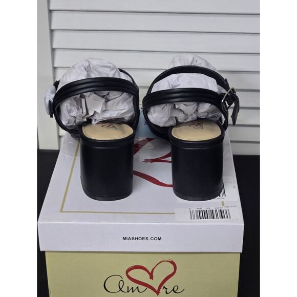 Mia Amore Striking Women's Heeled Sandals Black Retro NIB Size 9 Summer Business - Picture 5 of 6